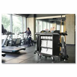 Rubbermaid Commercial Full-Size Housekeeping Cart, Plastic, 3 Shelves, 1 Bin, 24.4 x 62.4 x 49, Black