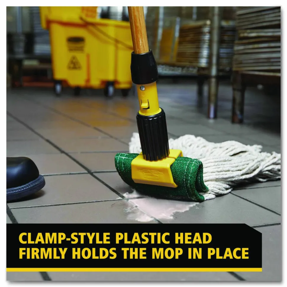 Rubbermaid Commercial Gripper Hardwood Mop Handle, 1.13" dia x 60", Natural/Yellow