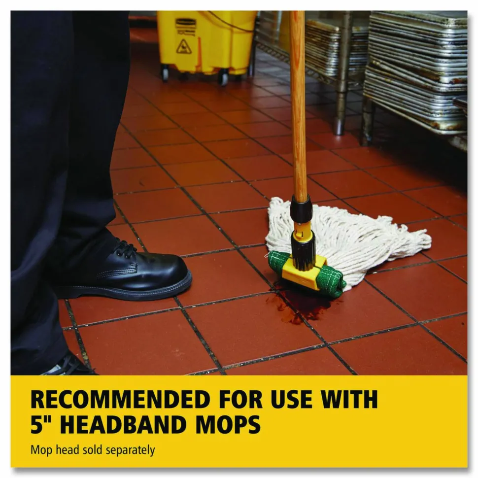 Rubbermaid Commercial Gripper Hardwood Mop Handle, 1.13" dia x 60", Natural/Yellow