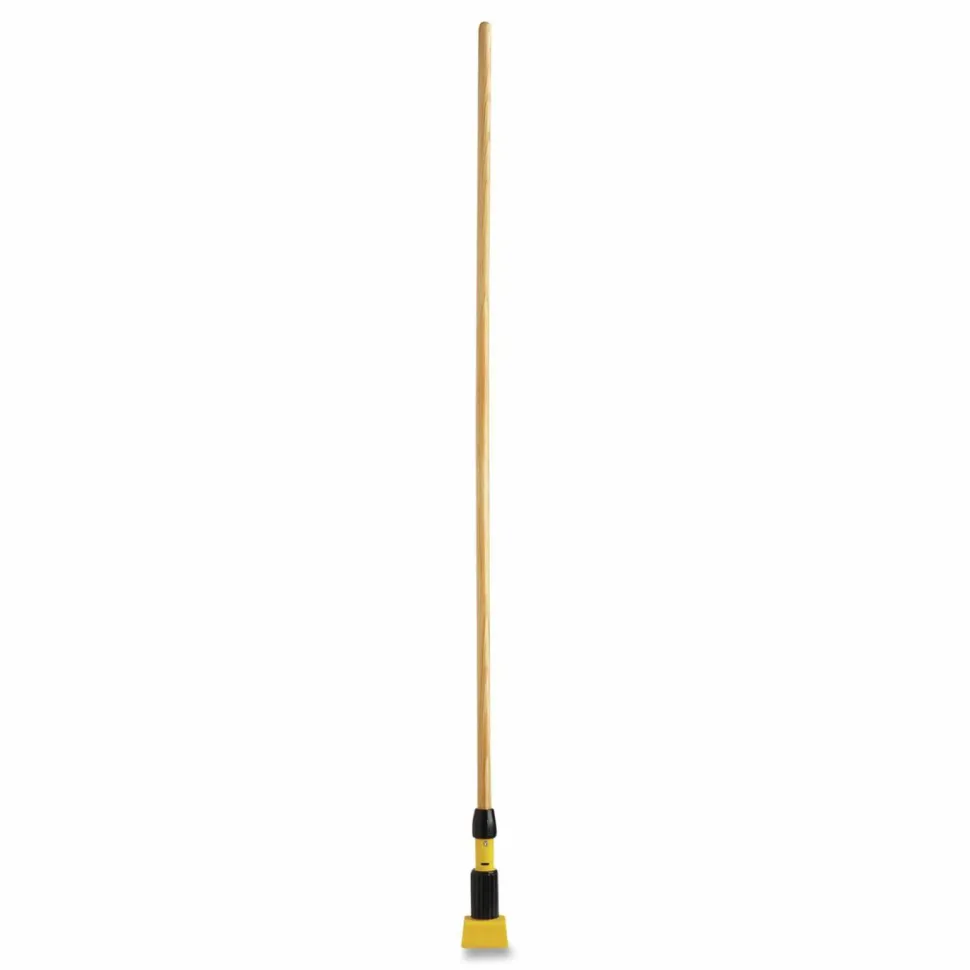 Rubbermaid Commercial Gripper Hardwood Mop Handle, 1.13" dia x 60", Natural/Yellow