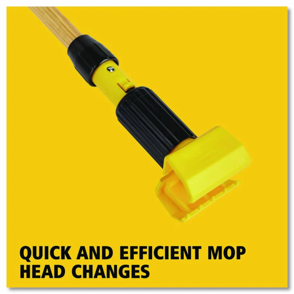 Rubbermaid Commercial Gripper Hardwood Mop Handle, 1.13" dia x 60", Natural/Yellow