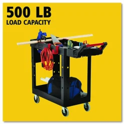 Rubbermaid Commercial Heavy Duty Adaptable Utility Cart, Plastic, 2 Shelves, 500 lb Capacity, 17.8
