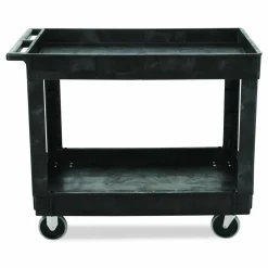 Rubbermaid Commercial Heavy-Duty Flat-Handle Maintenance/Utility Cart, Plastic, 2 Shelves, 500 lb Capacity, 24