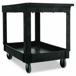Rubbermaid Commercial Heavy-Duty Flat-Handle Maintenance/Utility Cart, Plastic, 2 Shelves, 500 lb Capacity, 24