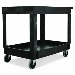 Rubbermaid Commercial Heavy-Duty Flat-Handle Maintenance/Utility Cart, Plastic, 2 Shelves, 500 lb Capacity, 24