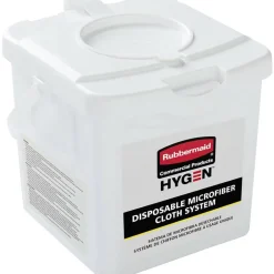 Rubbermaid Commercial HYGEN Disposable Microfiber Cloth Charging Tubs, 7-1/2" x 7-15/16", White, Case Of 4 Tubs