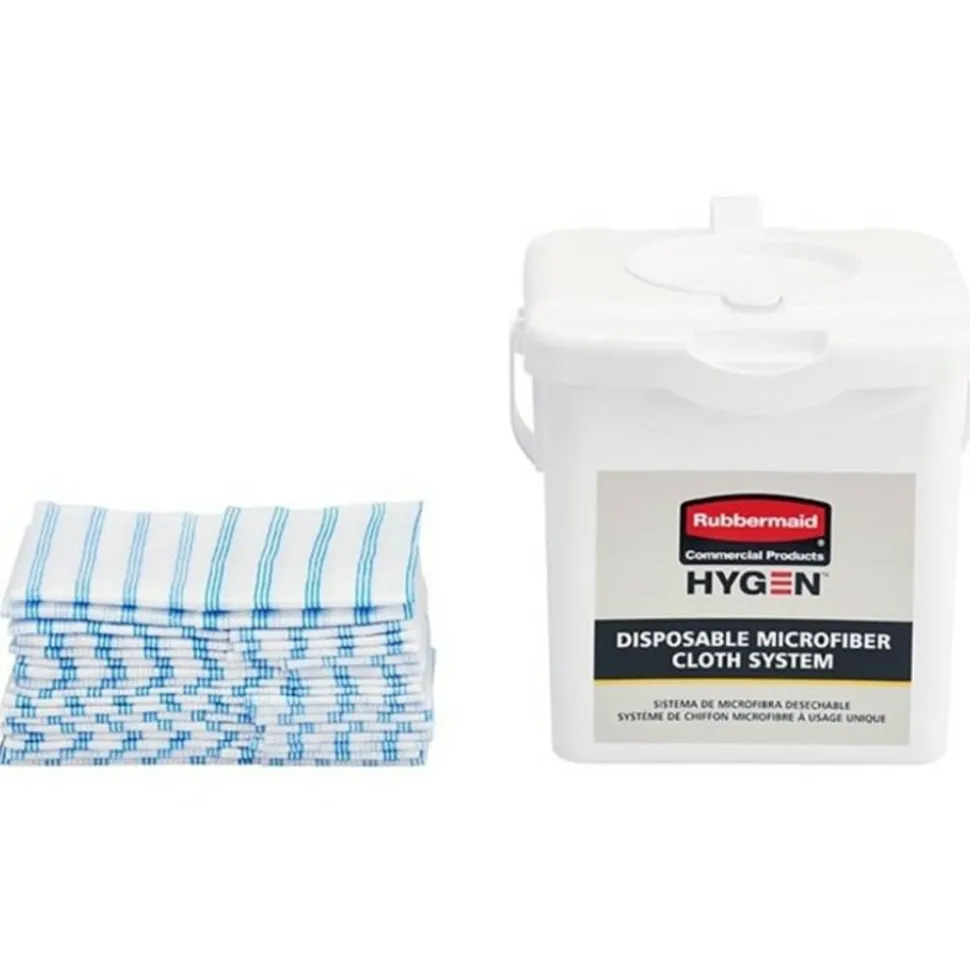 Rubbermaid Commercial HYGEN Microfiber Cloths - 12"x12"- Disinfectant, Low Linting, Built-In Scrubber, Disposable, Contaminan - 2134283