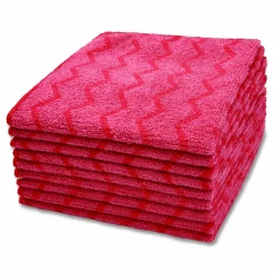 Rubbermaid Commercial HYGEN Microfiber Cleaning Cloths, 16 x 16, Red, 12/Carton