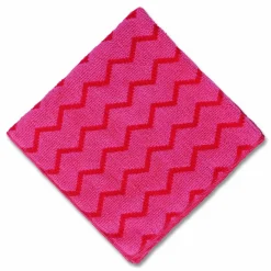 Rubbermaid Commercial HYGEN Microfiber Cleaning Cloths, 16 x 16, Red, 12/Carton