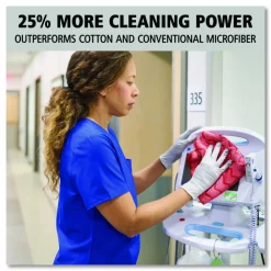 Rubbermaid Commercial HYGEN Microfiber Cleaning Cloths, 16 x 16, Red, 12/Carton