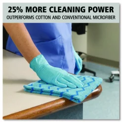 Rubbermaid Commercial HYGEN Microfiber Cleaning Cloths, 16 x 16, Blue, 12/Carton