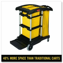 Rubbermaid Commercial HYGEN HYGEN Microfiber Healthcare Cleaning Cart, Plastic, 3 Shelves, 5 Bins, 22" x 48.25" x 44", Yellow/Black/Silver