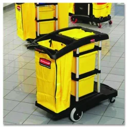 Rubbermaid Commercial HYGEN HYGEN Microfiber Healthcare Cleaning Cart, Plastic, 3 Shelves, 5 Bins, 22