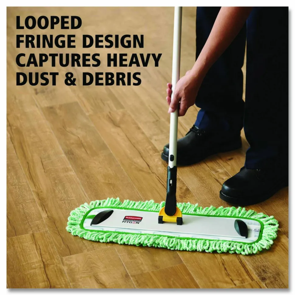 Rubbermaid Commercial HYGEN Microfiber Fringe Dust Mop, 5 3/4"W x 20 3/4"L, Green