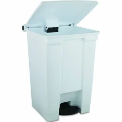 Rubbermaid Commercial Indoor Utility Step-On Waste Container, 12 gal, Plastic, White