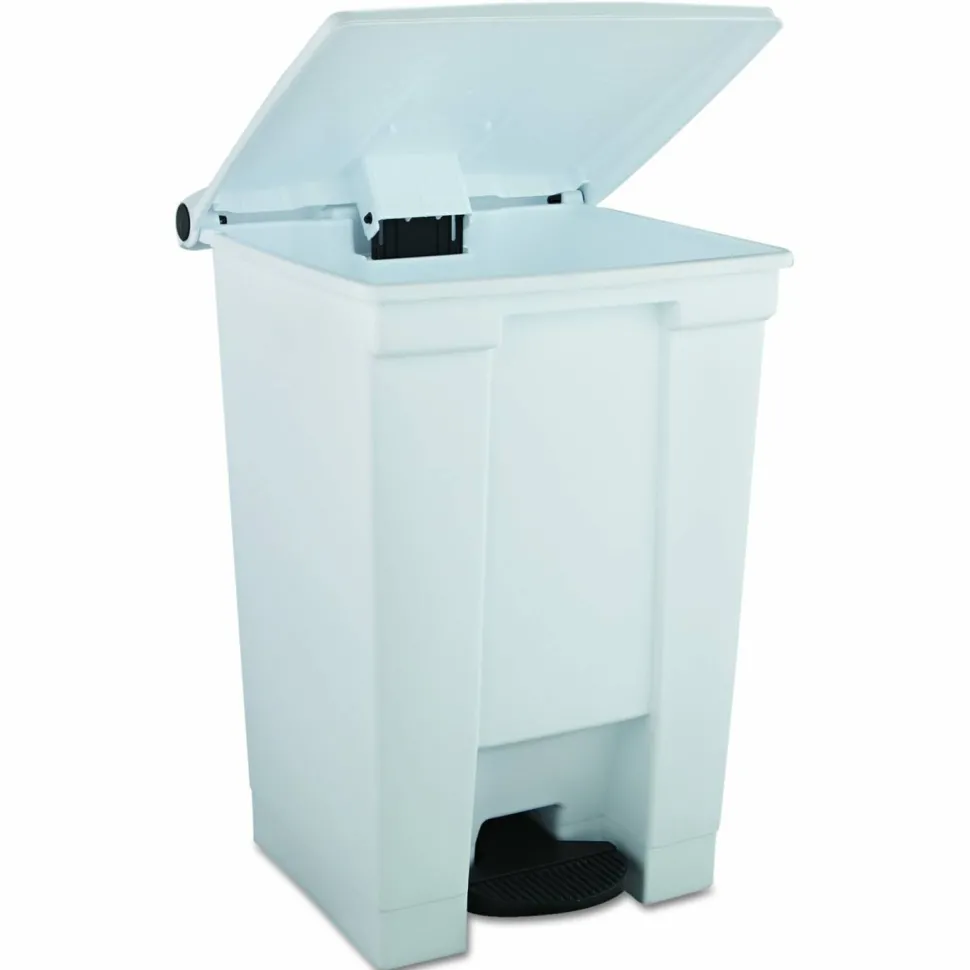 Rubbermaid Commercial Indoor Utility Step-On Waste Container, 12 gal, Plastic, White