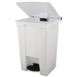 Rubbermaid Commercial Indoor Utility Step-On Waste Container, 12 gal, Plastic, White
