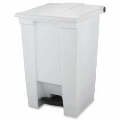 Rubbermaid Commercial Indoor Utility Step-On Waste Container, 12 gal, Plastic, White