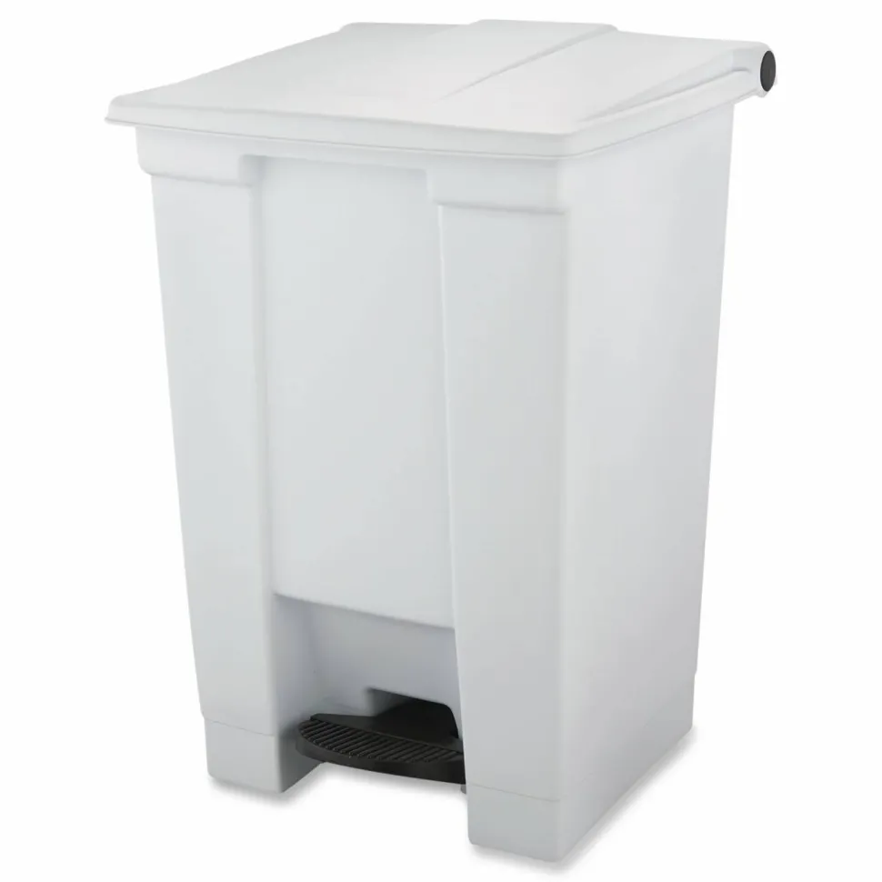 Rubbermaid Commercial Indoor Utility Step-On Waste Container, 12 gal, Plastic, White
