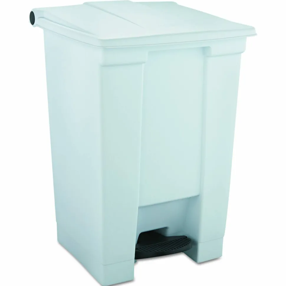 Rubbermaid Commercial Indoor Utility Step-On Waste Container, 12 gal, Plastic, White