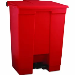 Rubbermaid Commercial Indoor Utility Step-On Waste Container, 18 gal, Plastic, Red