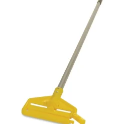 Rubbermaid Commercial Invader Aluminum Side-Gate Wet Mop Handle, 60", Gray/Yellow