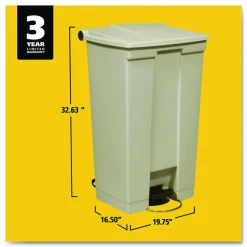 Rubbermaid Commercial Legacy Step-On Receptacle, 23 gal, Polyethylene, Beige