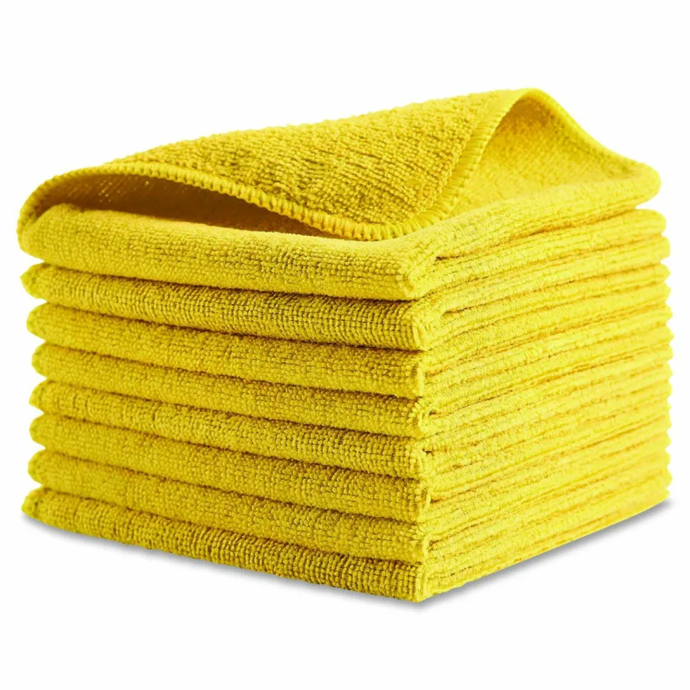 Rubbermaid Commercial Light Commercial Microfiber Cleaning Cloths, 12 x 12, Yellow, 24/Pack