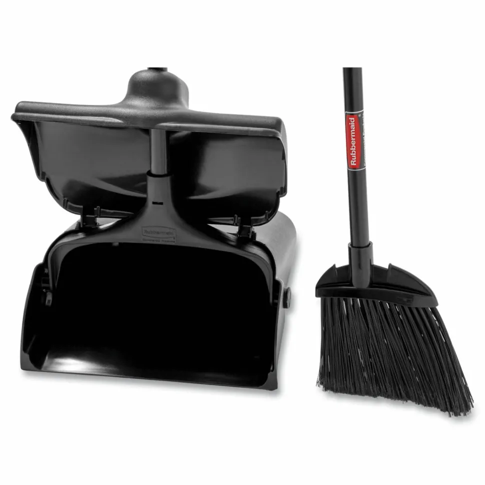 Rubbermaid Commercial Lobby Pro Upright Dustpan, with Cover, 12.5 x 37, Plastic/Metal, Black