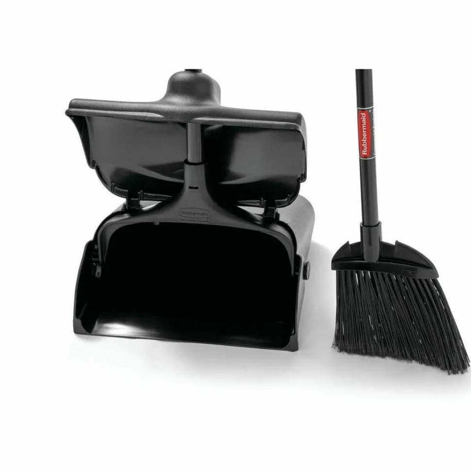 Rubbermaid Commercial Lobby Pro Upright Dustpan, with Cover, 12.5 x 37, Plastic/Metal, Black