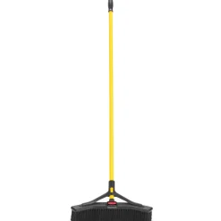Rubbermaid Commercial Maximizer Push-to-Center Broom, 18 x 58.13, Polyproylene Bristles, Steel Handle, Yellow/Black