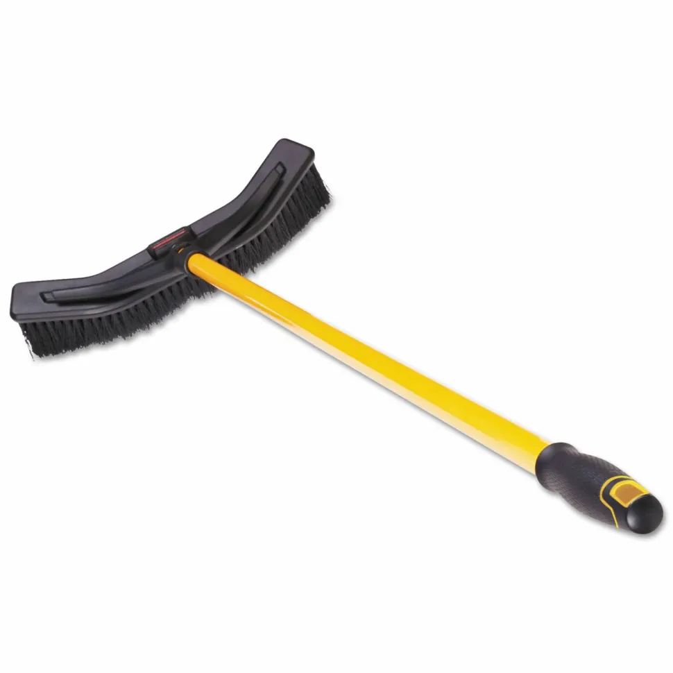 Rubbermaid Commercial Maximizer Push-to-Center Broom, 18 x 58.13, Polyproylene Bristles, Steel Handle, Yellow/Black