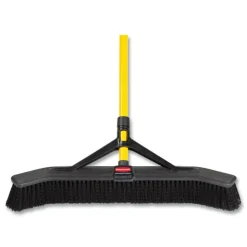 Rubbermaid Commercial Maximizer Push-to-Center Broom, 24", Polypropylene Bristles, Yellow/Black