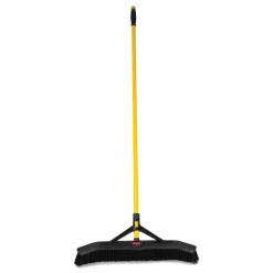 Rubbermaid Commercial Maximizer Push-to-Center Broom, 24", Polypropylene Bristles, Yellow/Black