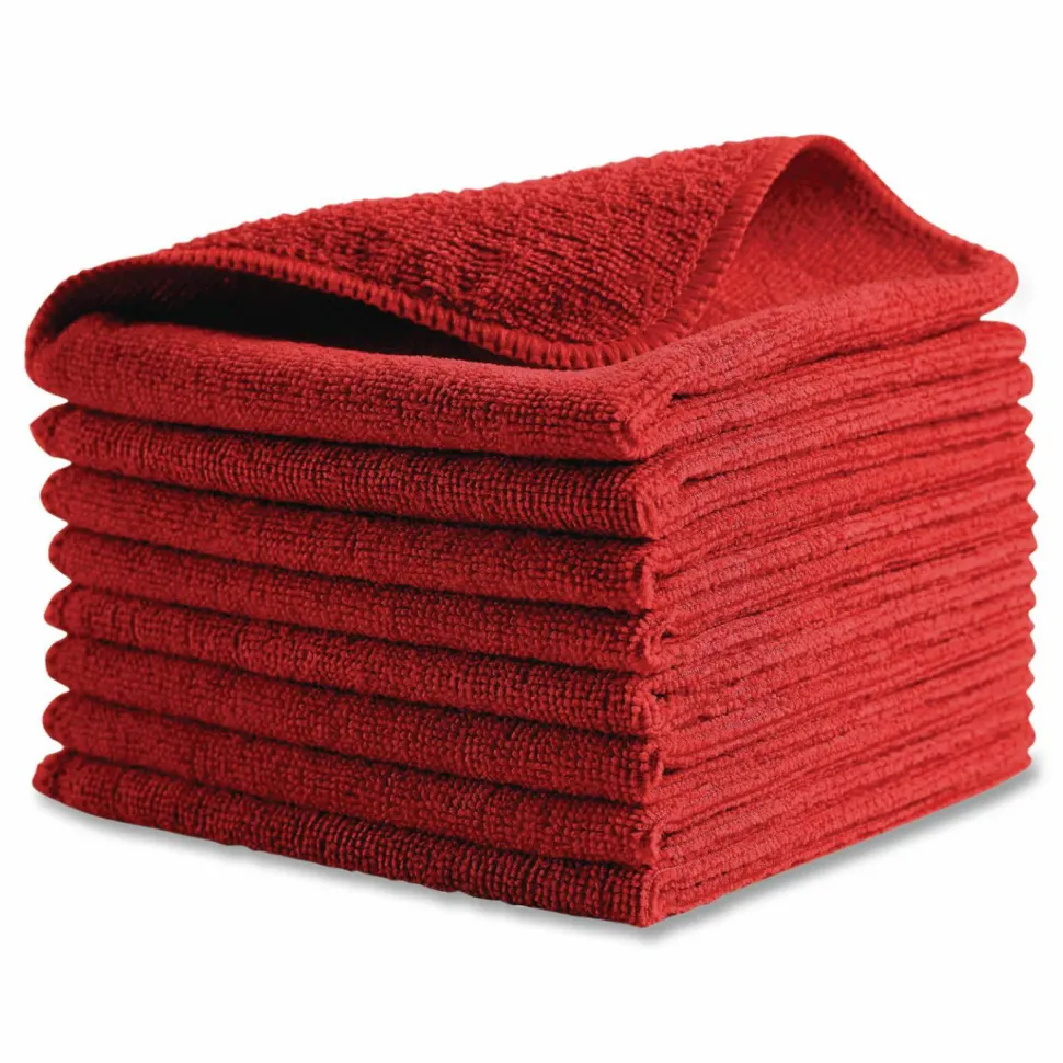 Rubbermaid Commercial Microfiber Cleaning Cloths, 12 x 12, Red, 24/Pack