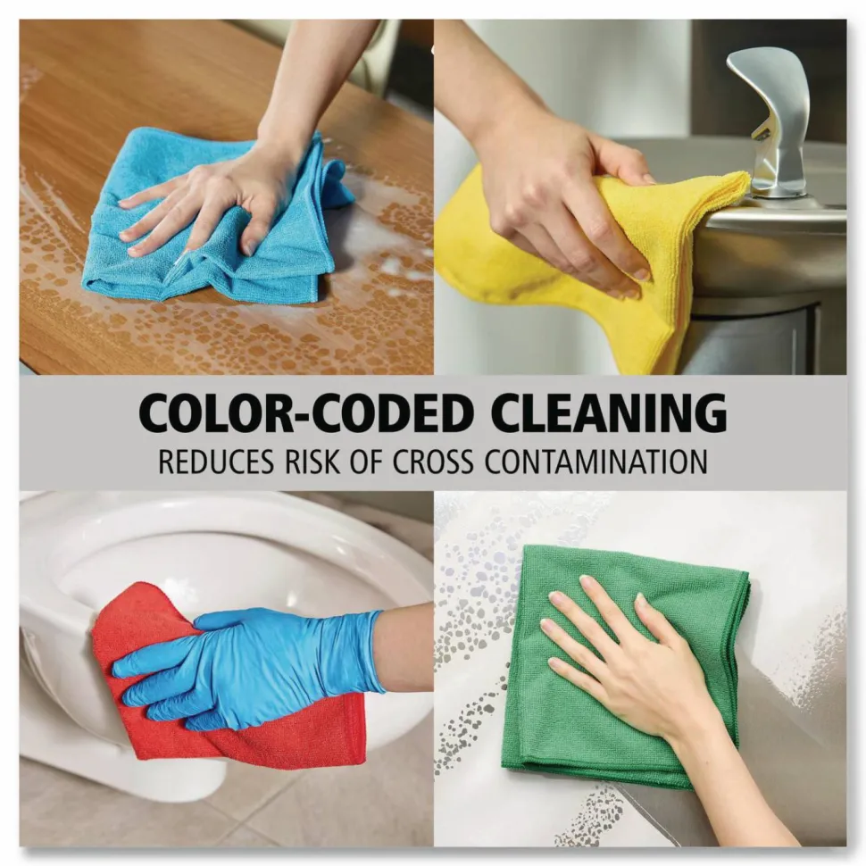 Rubbermaid Commercial Microfiber Cleaning Cloths, 12 x 12, Red, 24/Pack