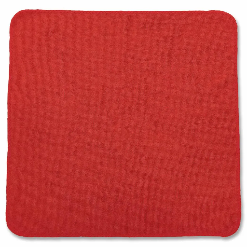 Rubbermaid Commercial Microfiber Cleaning Cloths, 12 x 12, Red, 24/Pack