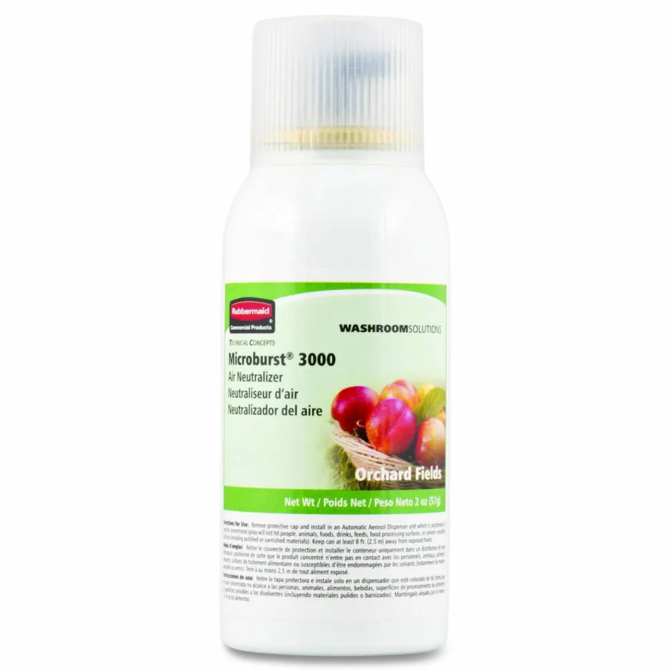 Rubbermaid Commercial Microburst 3000 Refill, Orchard Fields, 2 oz Aerosol Spray, 12/Carton