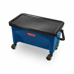 Rubbermaid Commercial Microfiber Finish Bucket, with Lid, 3 gal, Blue/Black