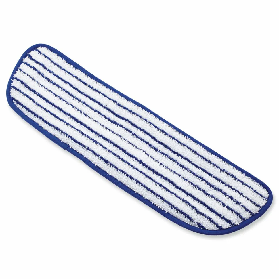Rubbermaid Commercial Microfiber Finish Pad, 18 x 5.5, Blue/White, 6/Box