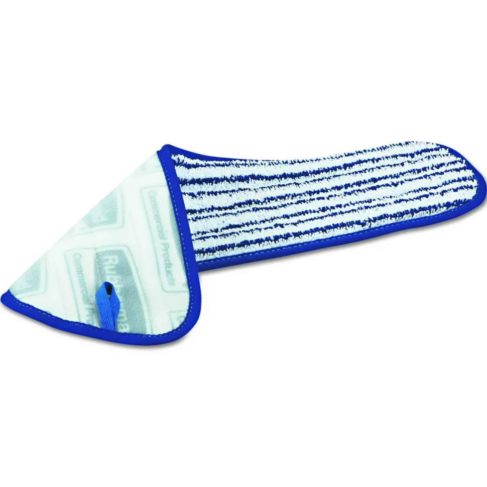 Rubbermaid Commercial Microfiber Finish Pad, 18 x 5.5, Blue/White, 6/Box