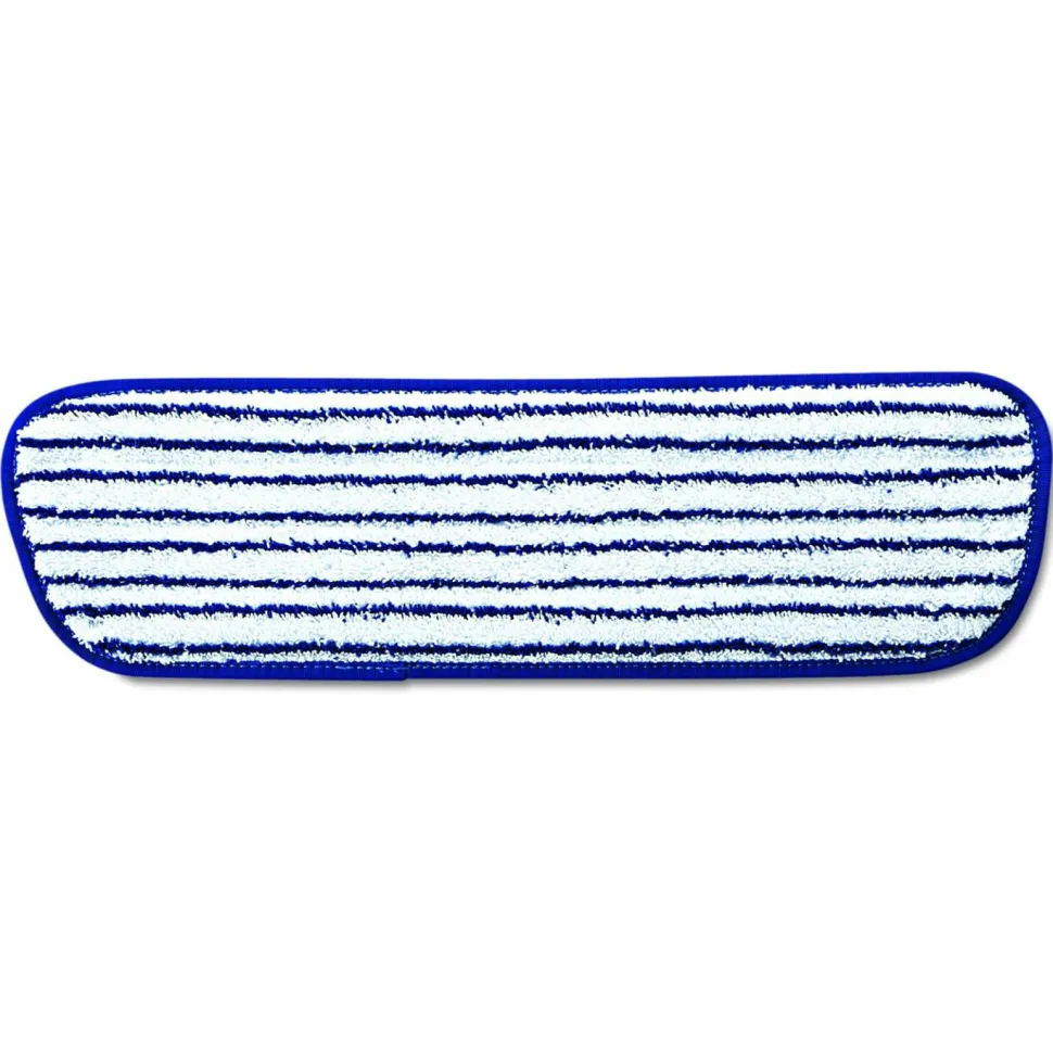 Rubbermaid Commercial Microfiber Finish Pad, 18 x 5.5, Blue/White, 6/Box