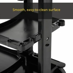 Rubbermaid Commercial Multi-Shelf Cleaning Cart, Plastic, 4 Shelves, 1 Bin, 20" x 45" x 38.25", Black