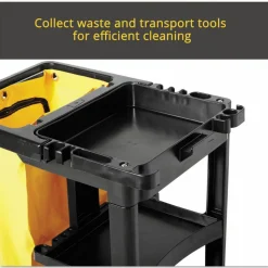 Rubbermaid Commercial Multi-Shelf Cleaning Cart, Plastic, 4 Shelves, 1 Bin, 20