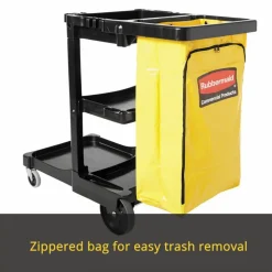 Rubbermaid Commercial Multi-Shelf Cleaning Cart, Plastic, 4 Shelves, 1 Bin, 20
