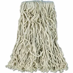 Rubbermaid Commercial Non-Launderable Economy Cut-End Cotton Wet Mop Head, 16 oz, 1" Band, White, 12/Carton