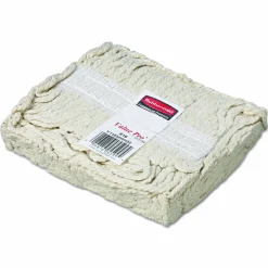 Rubbermaid Commercial Non-Launderable Economy Cut-End Cotton Wet Mop Head, 16 oz, 1" Band, White, 12/Carton