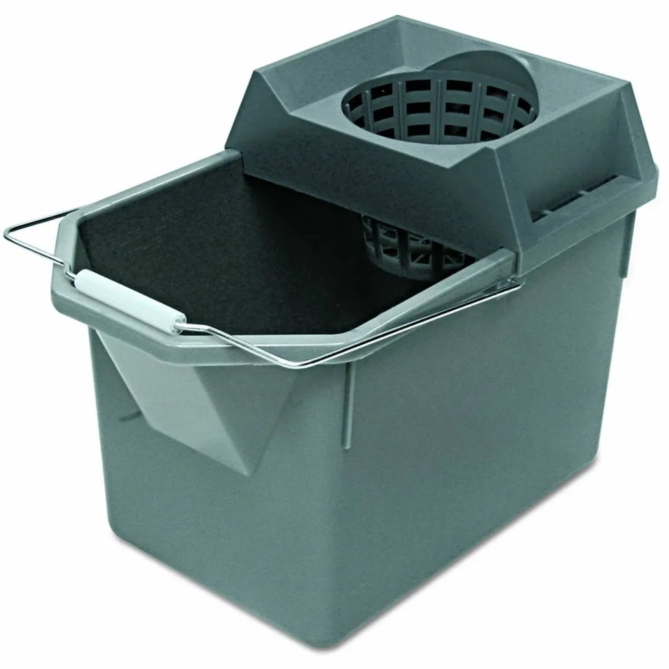 Rubbermaid Commercial Pail/Strainer Combination, 15qt, Steel Gray