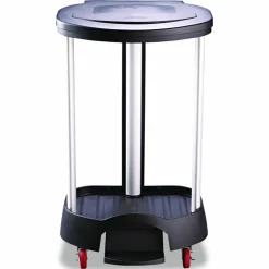 Rubbermaid Commercial Premium Step-On Linen Hamper, 30 gal, 20.38w x 22.25d x 37.88h, Aluminum/Plastic, Black
