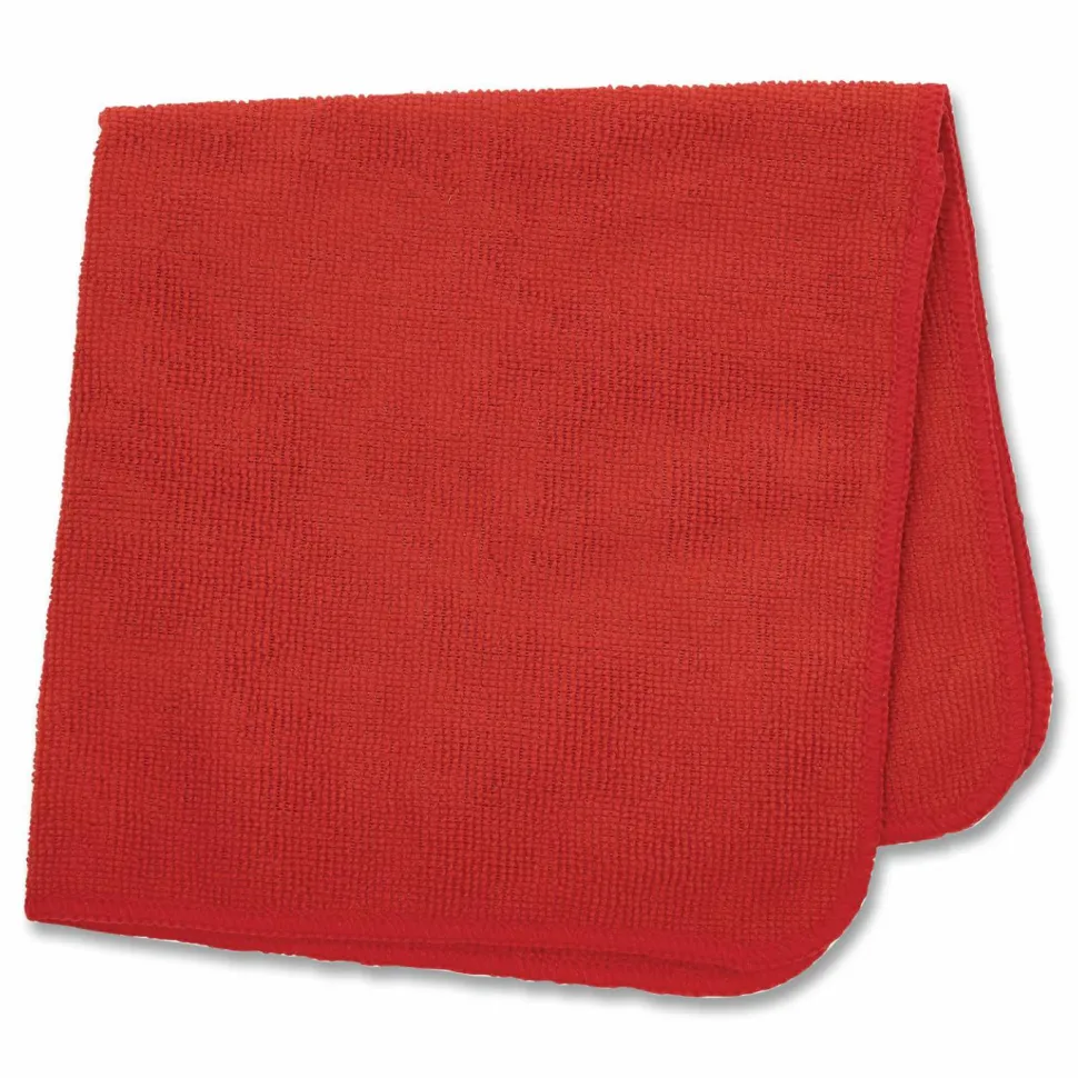 Rubbermaid Commercial Products HYGEN r-40 Recycled Microfiber Cloth, 16" X 16", Red, 24-Pack